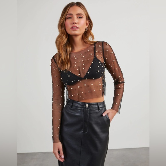 NWT Mesh Pearl and Crystal Top VICI - Picture 3 of 4